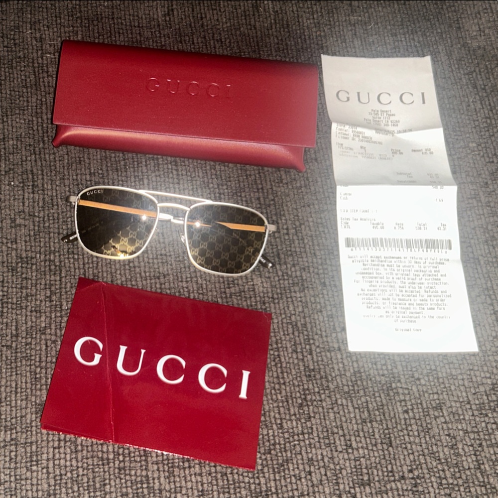 Gucci Silver Sunglasses with Signature Pattern